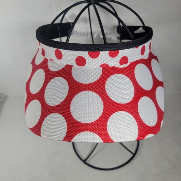 GloveIt Ladies Red & White Polka Dot Outdoor Golfing Tennis Adjustable Visor Hat - Picture 2 of 7
